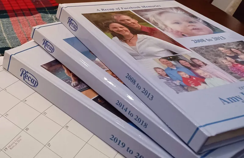 Stacked Recap hardcover books